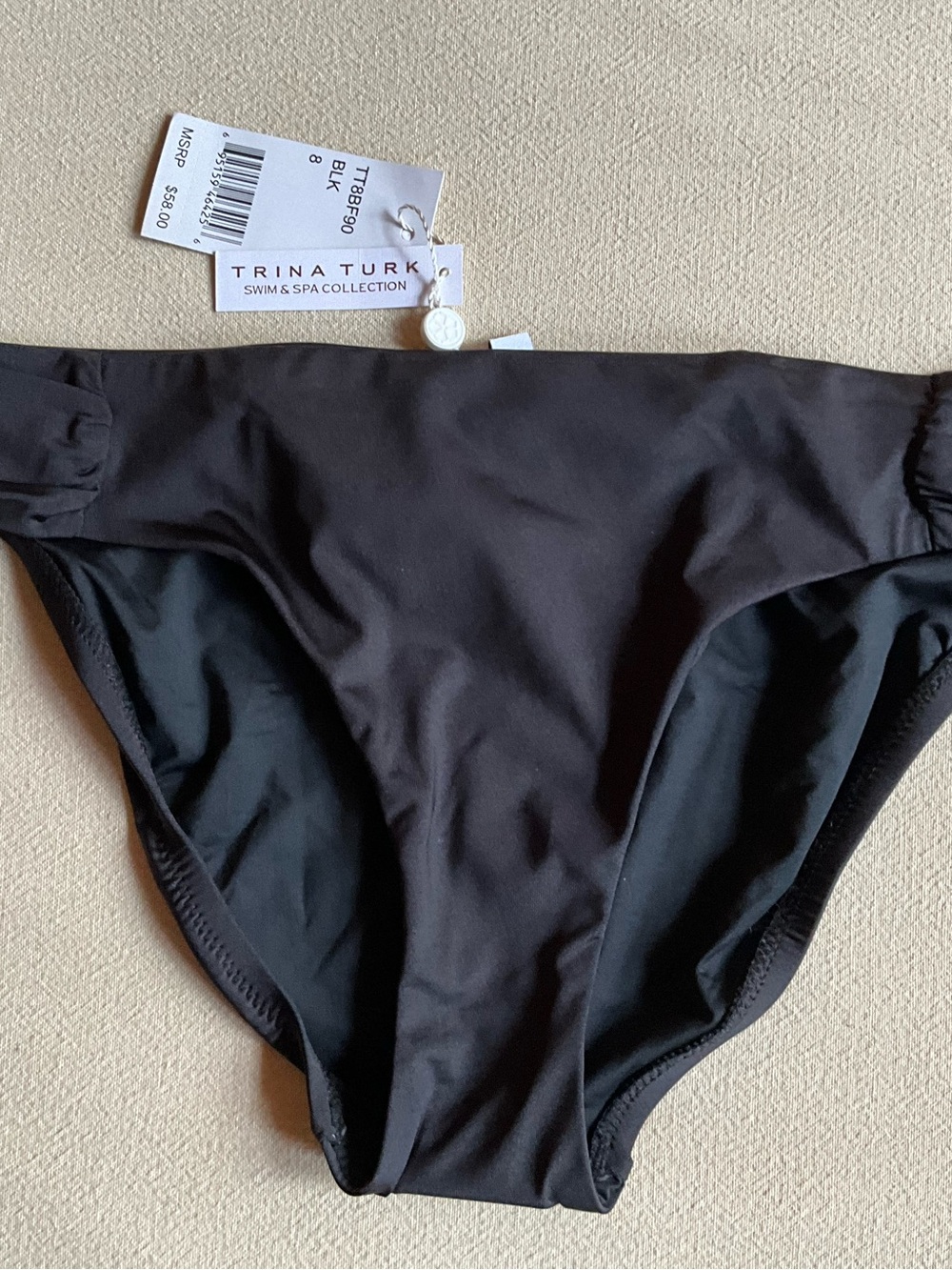Trina Turk Black Bikini Bottom - Sleek Mid-Rise Swim Brief